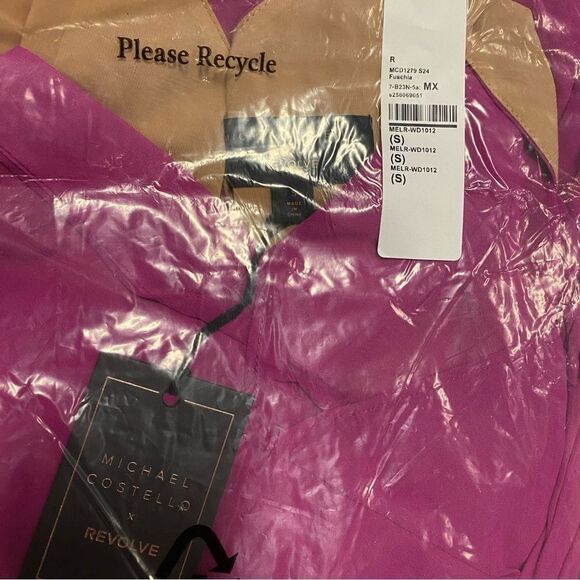 NWT Michael Costello Revolve Constance Mini Dress Fuschia pink chiffon S - Picture 12 of 14